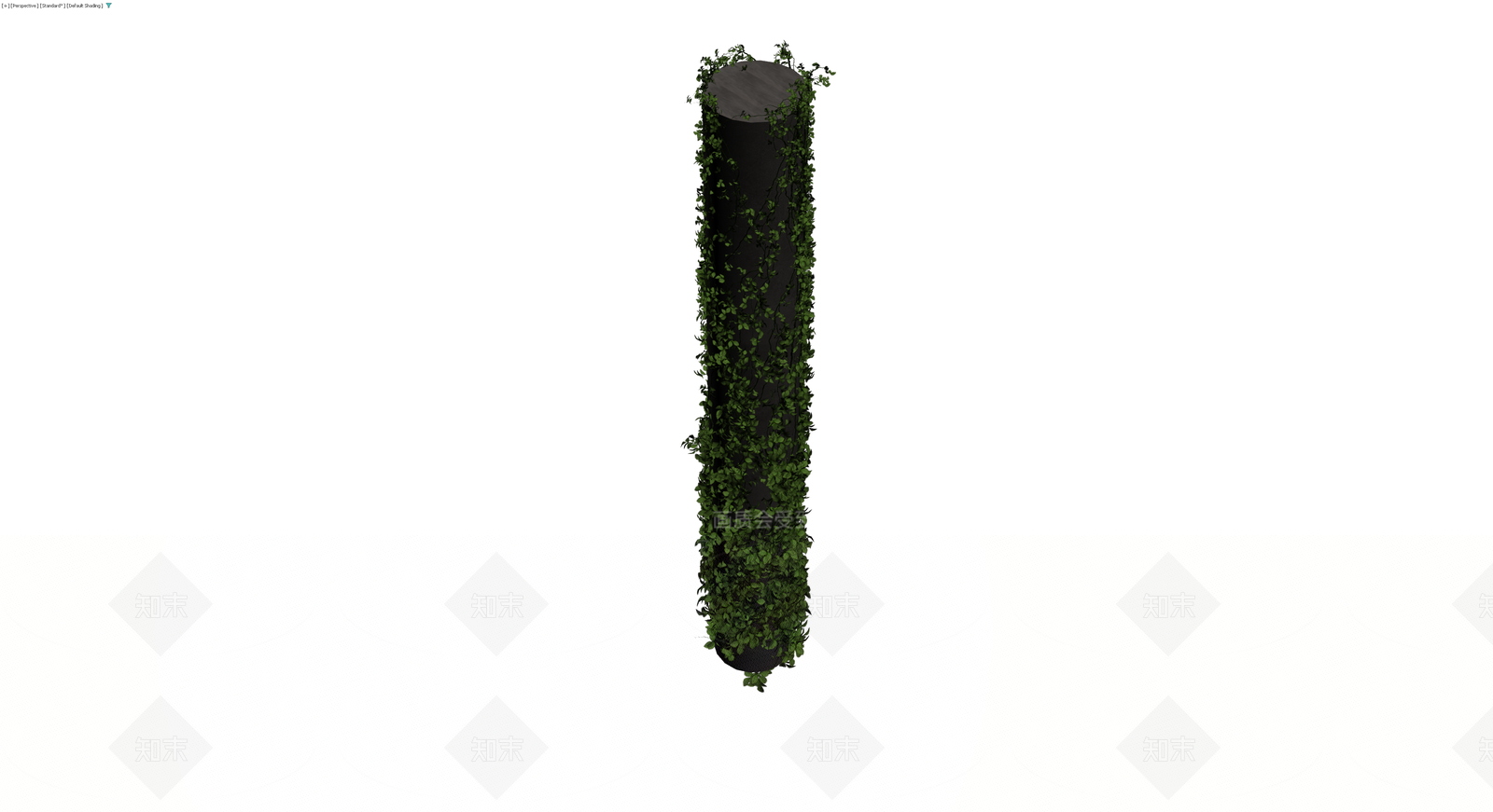 黑色圆柱体绿植缠绕柱3D模型下载【ID:1230562801】