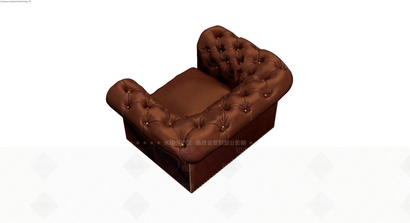 棕色皮质拉扣单人沙发3D模型下载【ID:1230163698】
