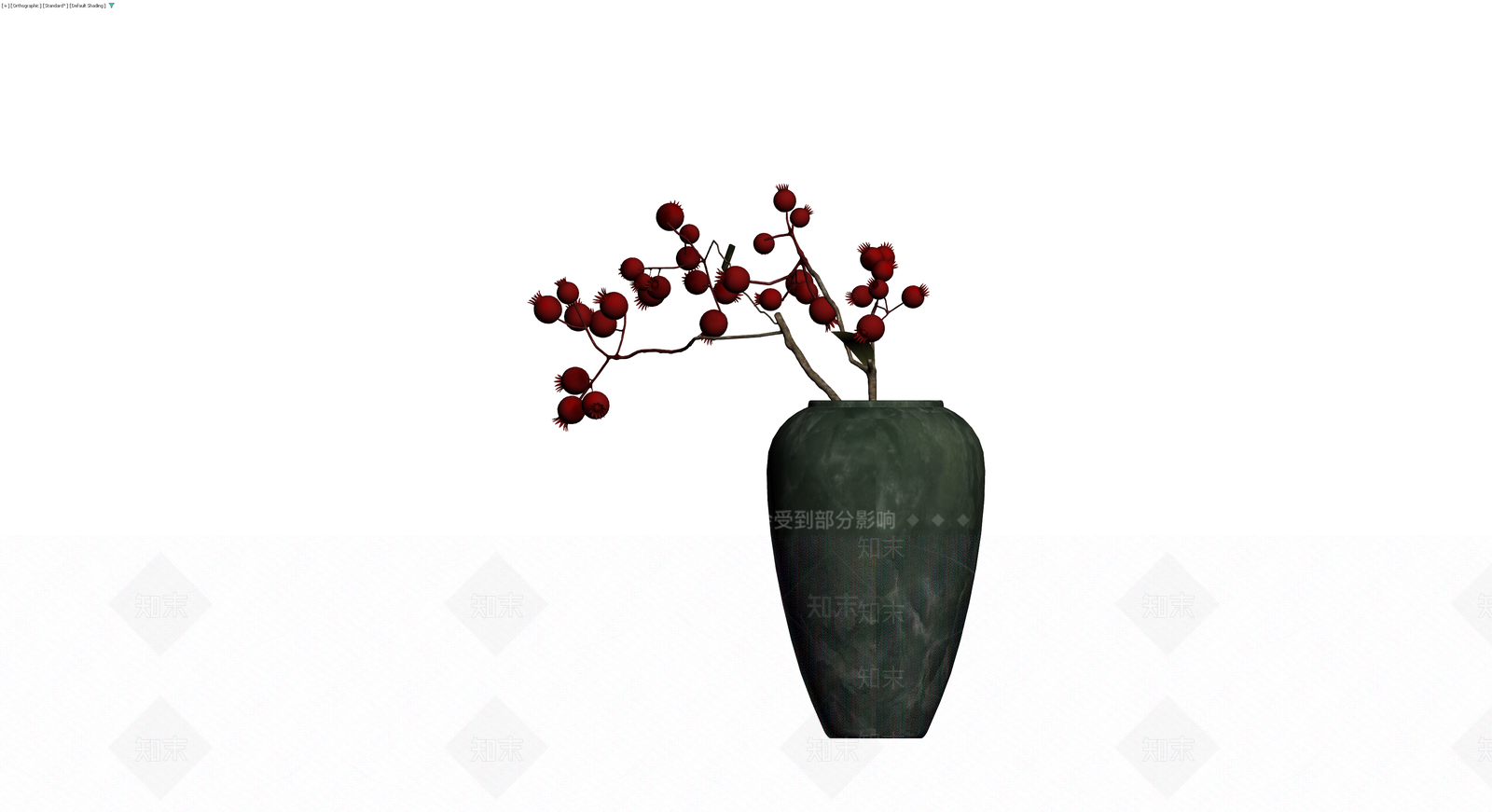 深绿花瓶配红浆果3D模型下载【ID:1230333002】