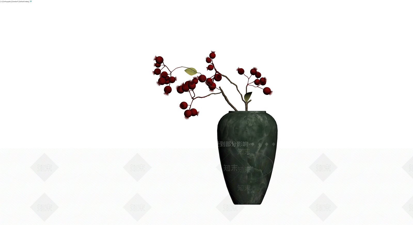 深绿花瓶配红浆果3D模型下载【ID:1230333002】