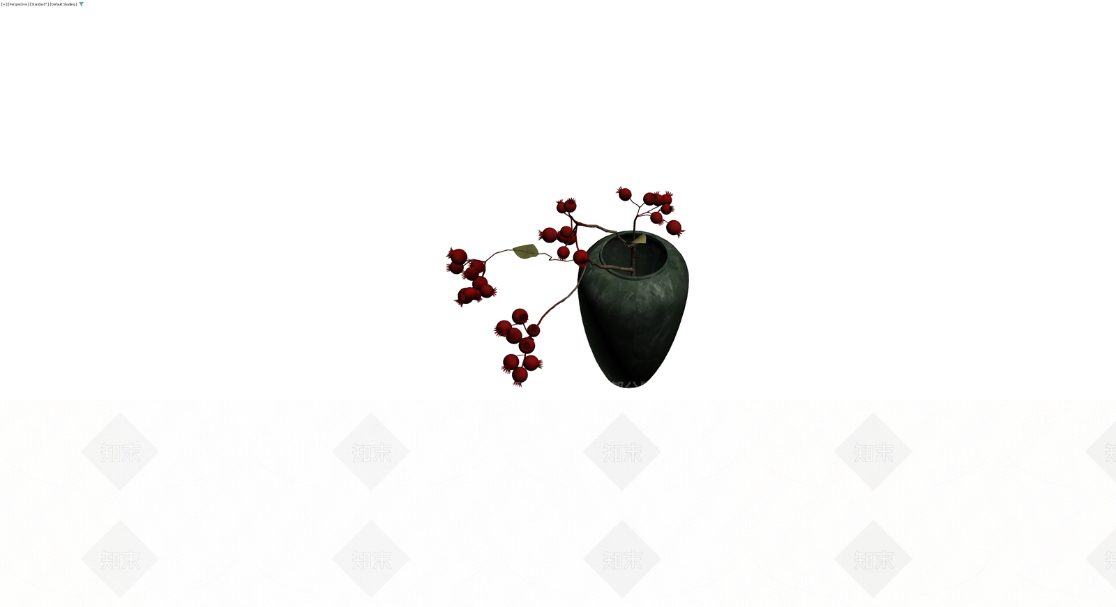 深绿花瓶配红浆果3D模型下载【ID:1230333002】
