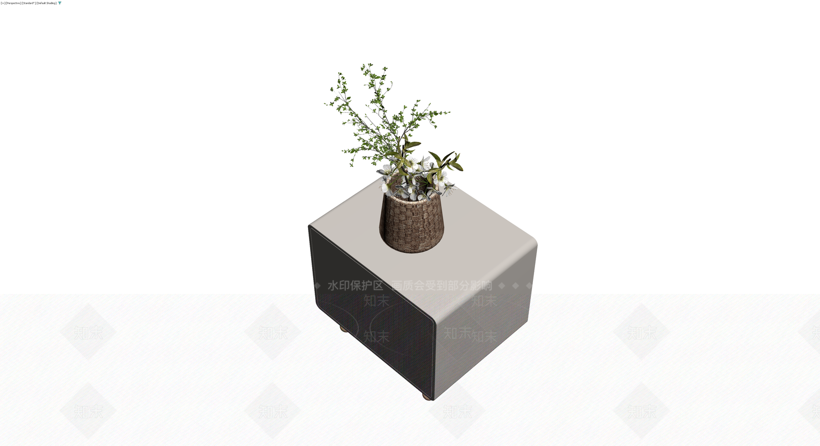 现代风格床头柜带盆栽3D模型下载【ID:1229909586】