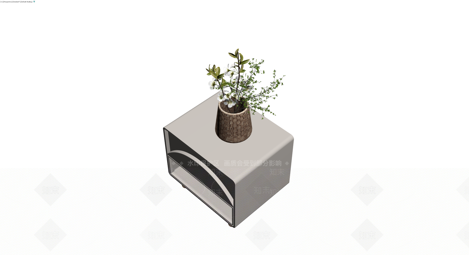现代风格床头柜带盆栽3D模型下载【ID:1229909586】