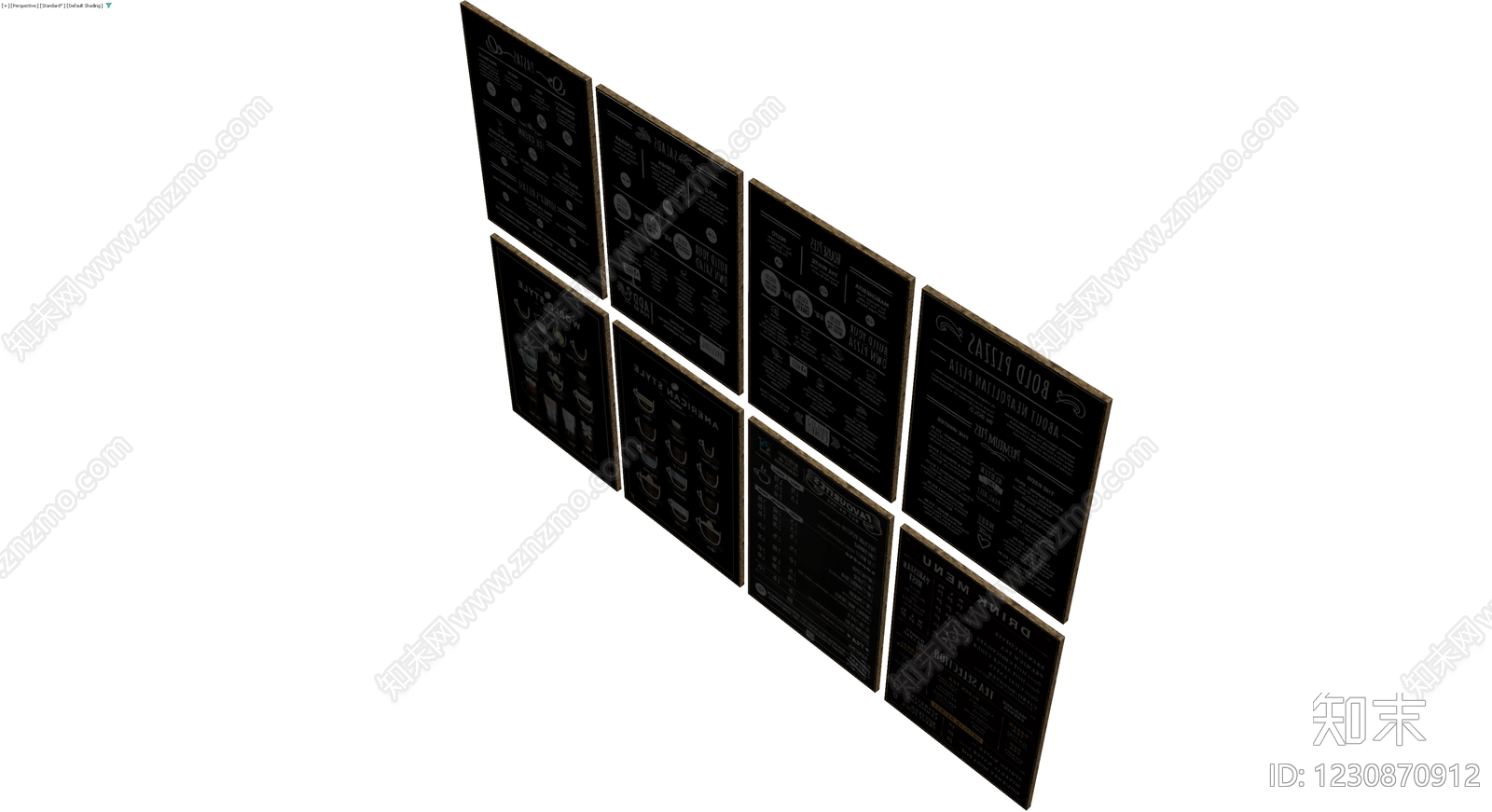 餐厅黑板菜单展示组3D模型下载【ID:1230870912】