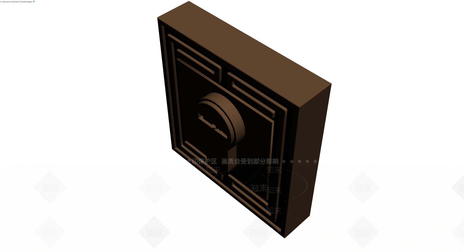 带钥匙孔装饰的深棕色长方体3D模型下载【ID:1229648027】