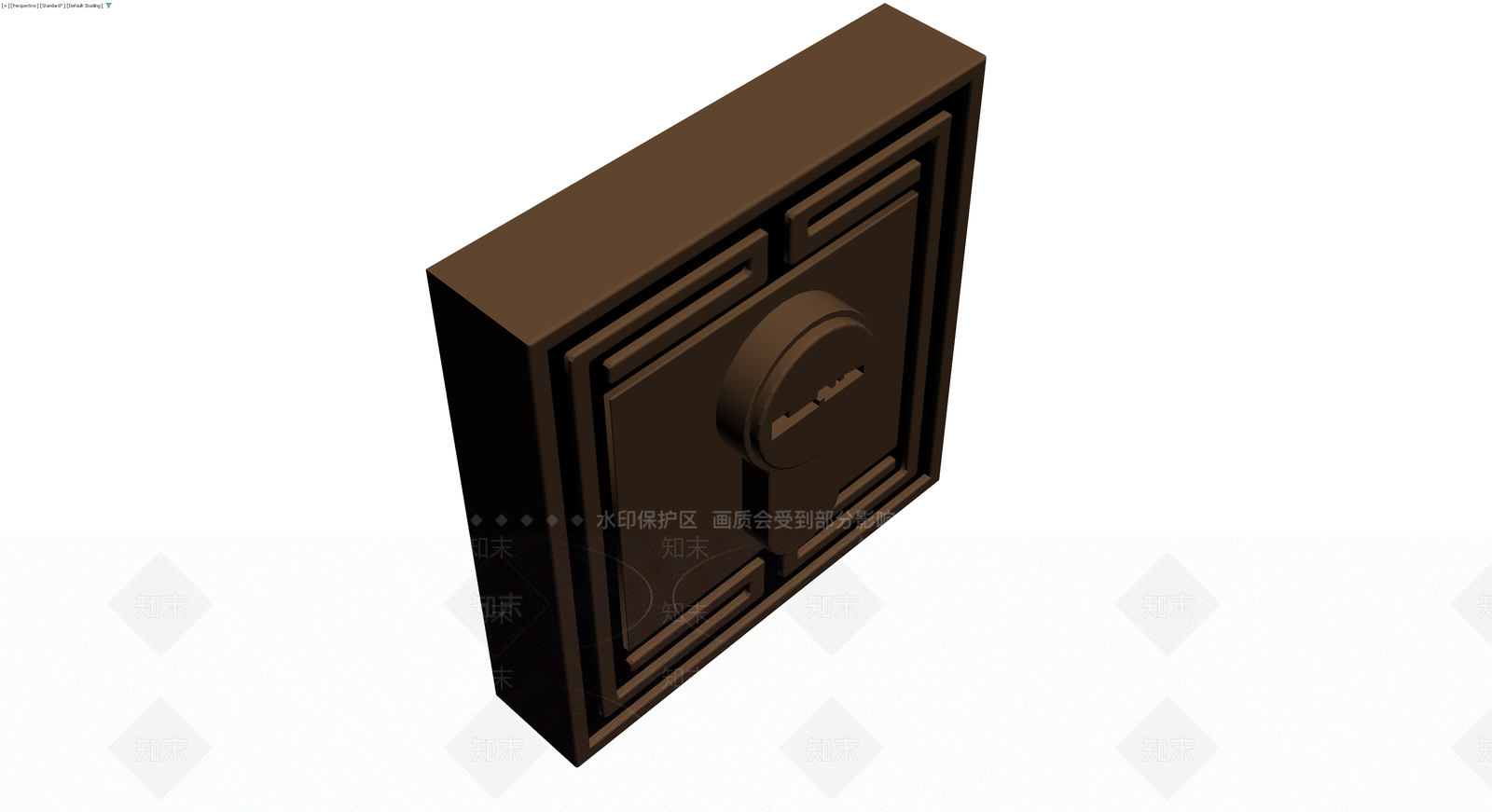 带钥匙孔装饰的深棕色长方体3D模型下载【ID:1229648027】