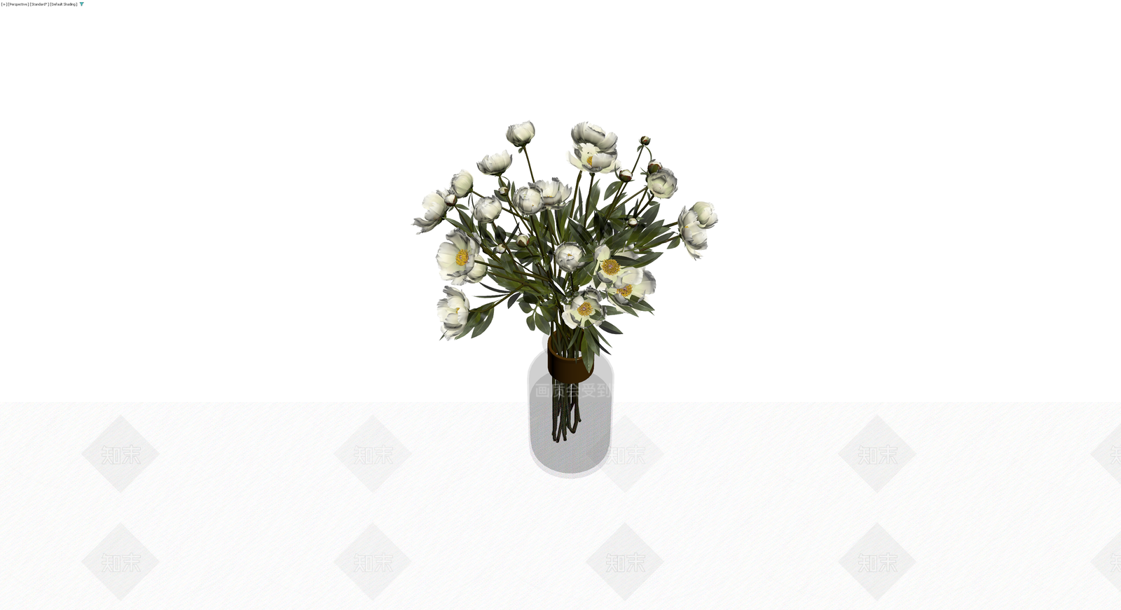 花瓶白色花卉盆栽组合3D模型下载【ID:1230684571】