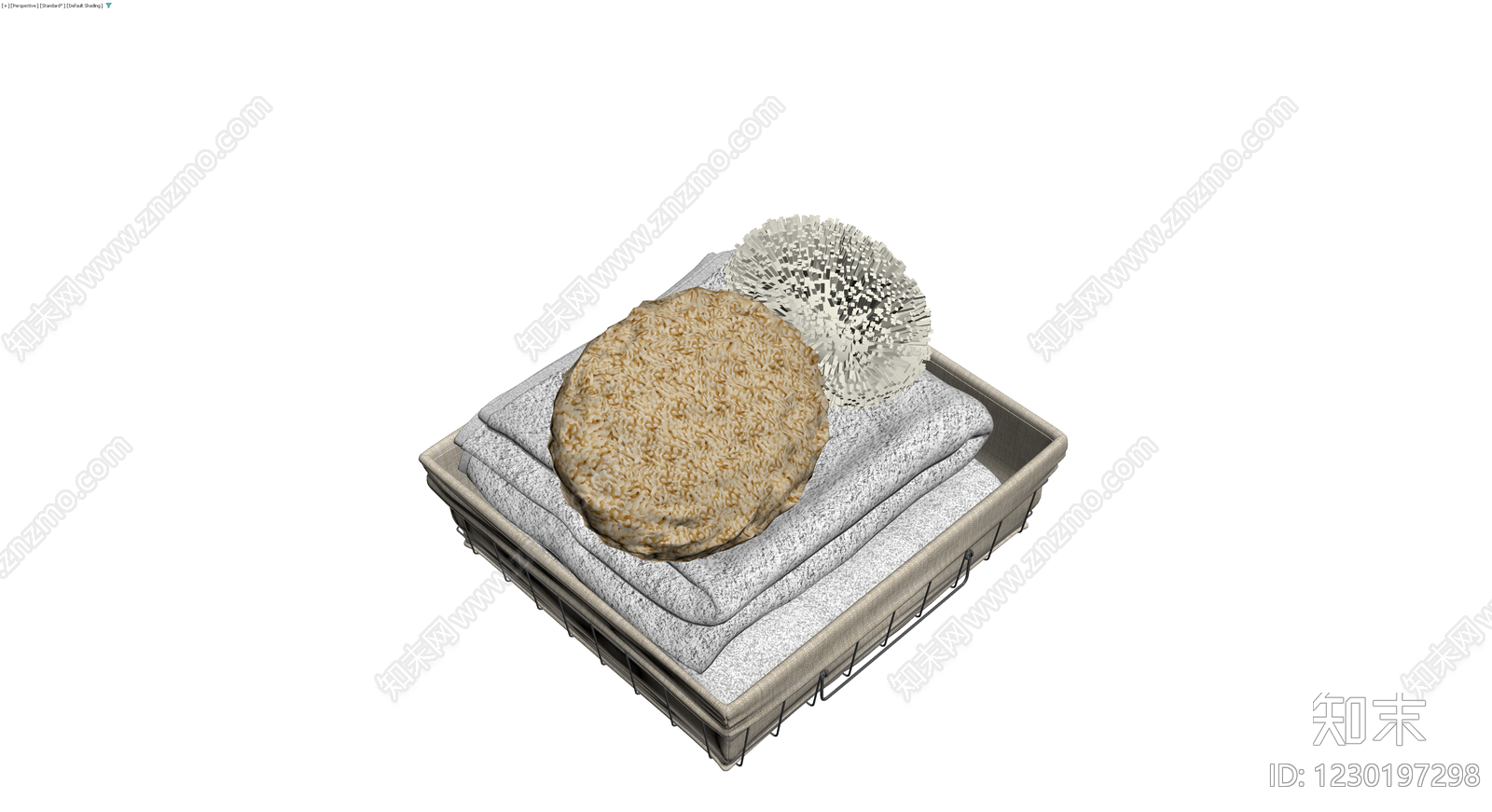 收纳篮与毛巾清洁刷组合3D模型下载【ID:1230197298】