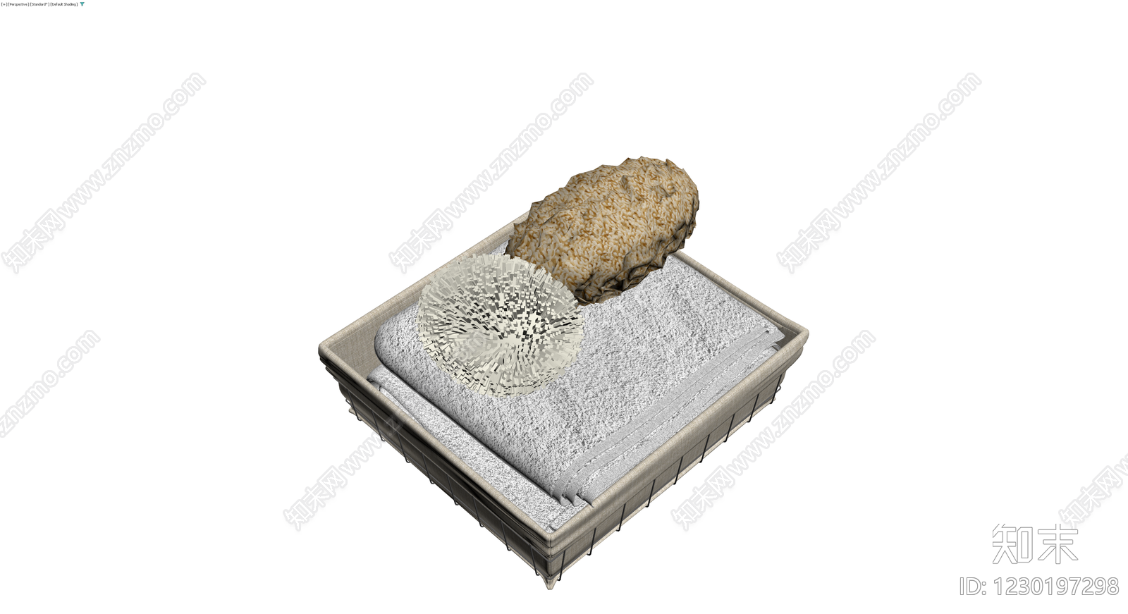 收纳篮与毛巾清洁刷组合3D模型下载【ID:1230197298】