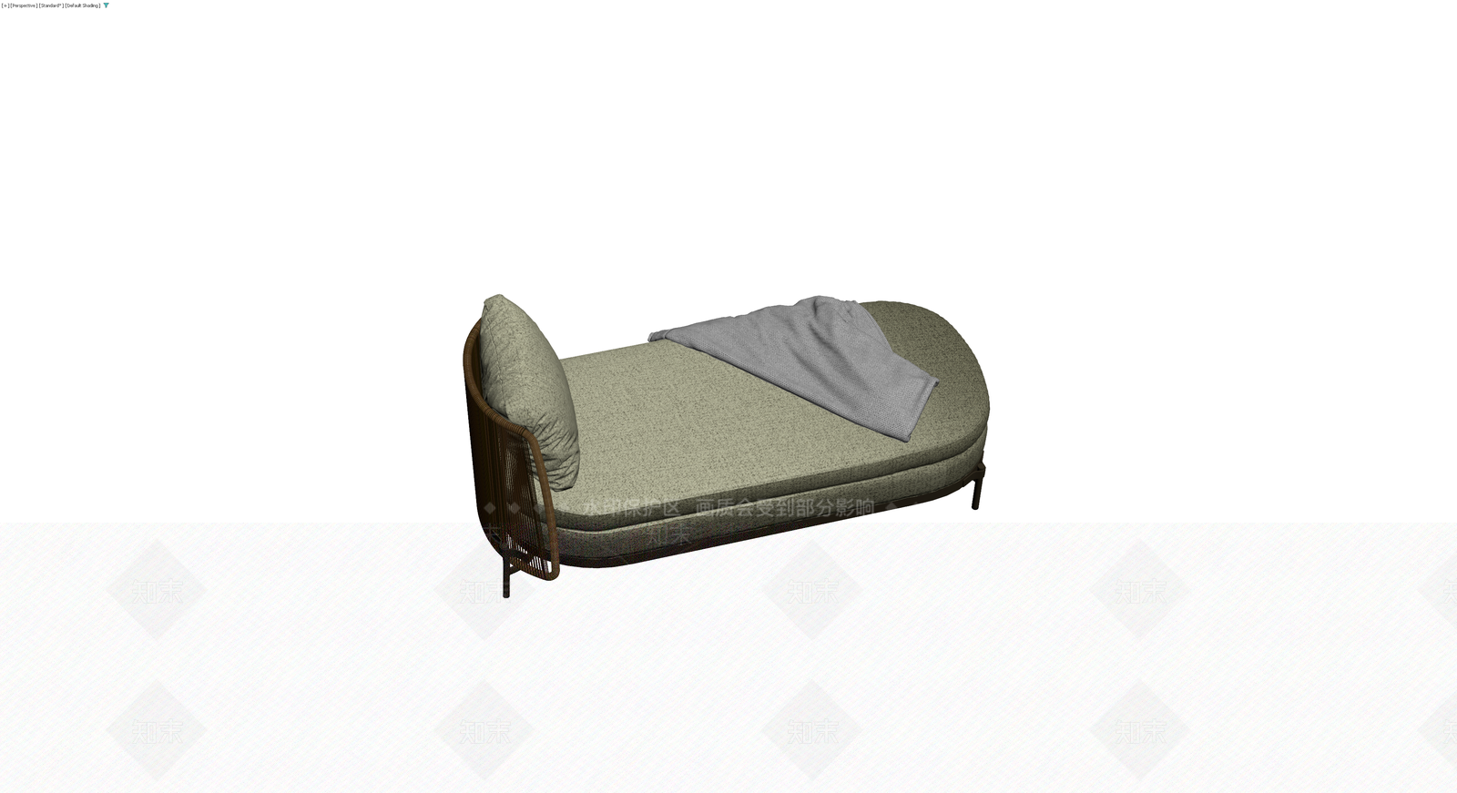 藤编软包躺椅带靠枕3D模型下载【ID:1230372000】