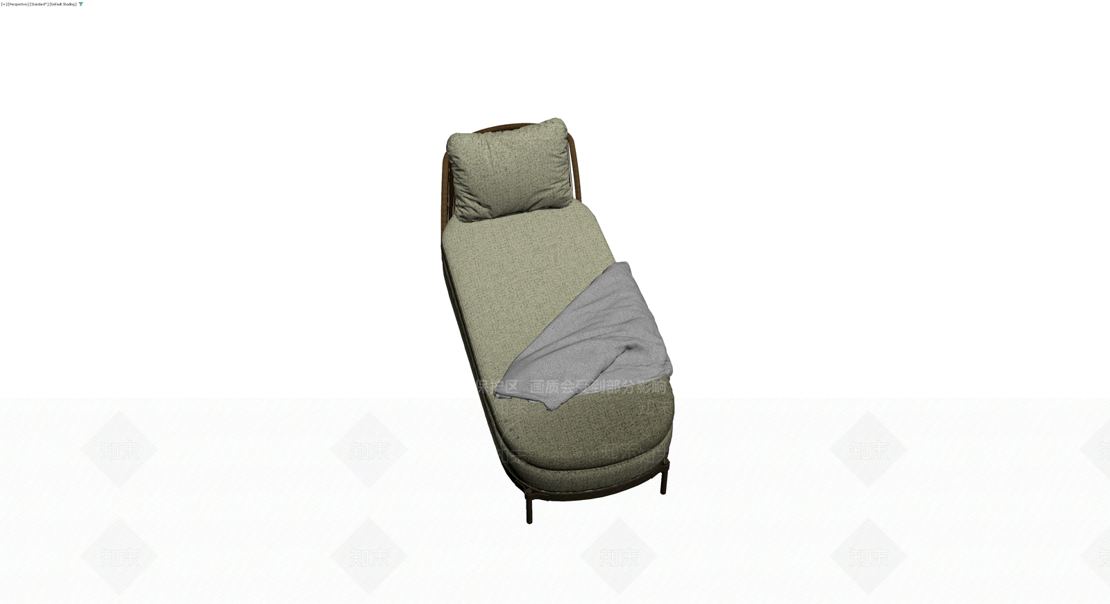 藤编软包躺椅带靠枕3D模型下载【ID:1230372000】