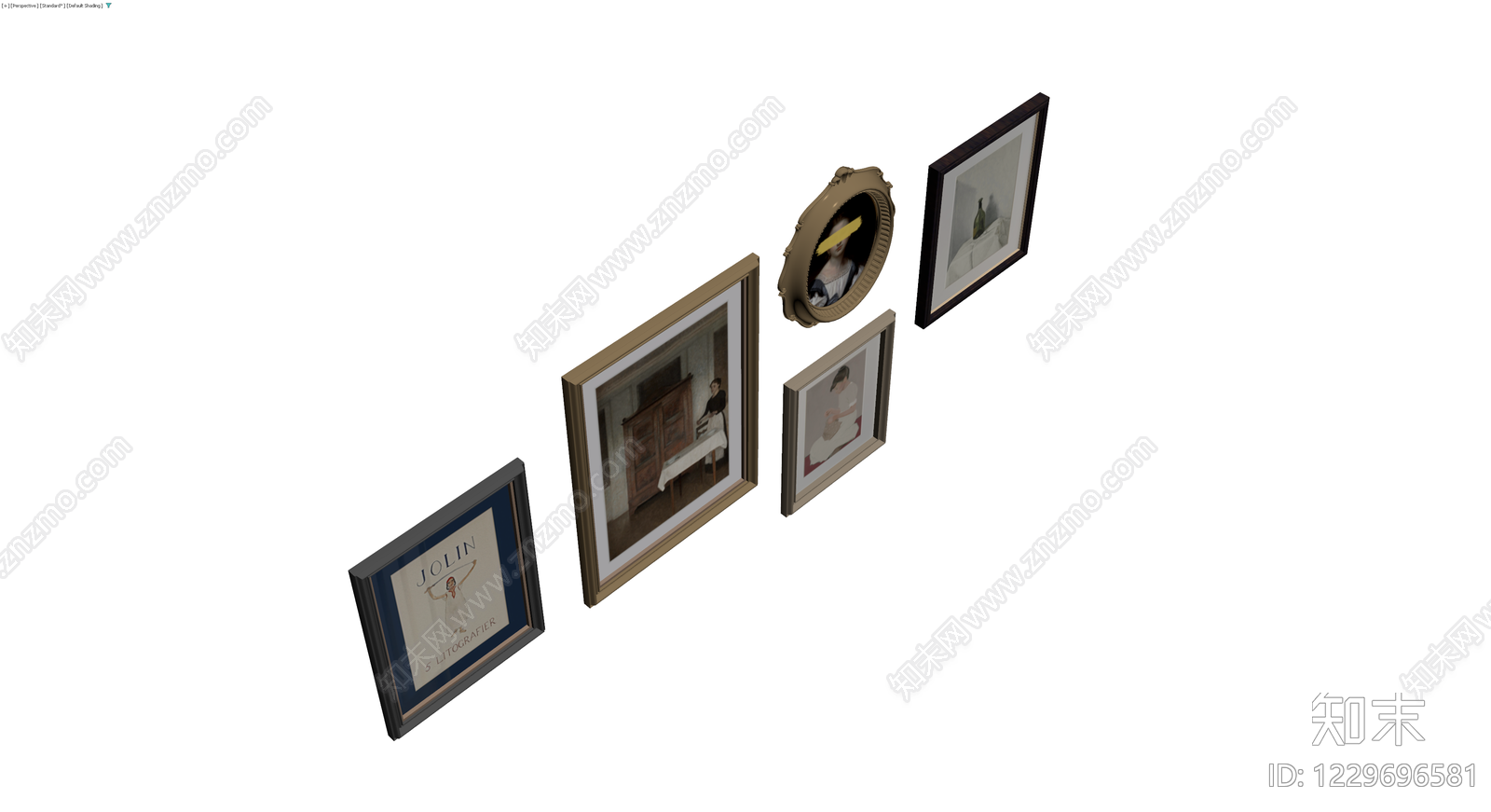 装饰挂画与相框组合3D模型下载【ID:1229696581】