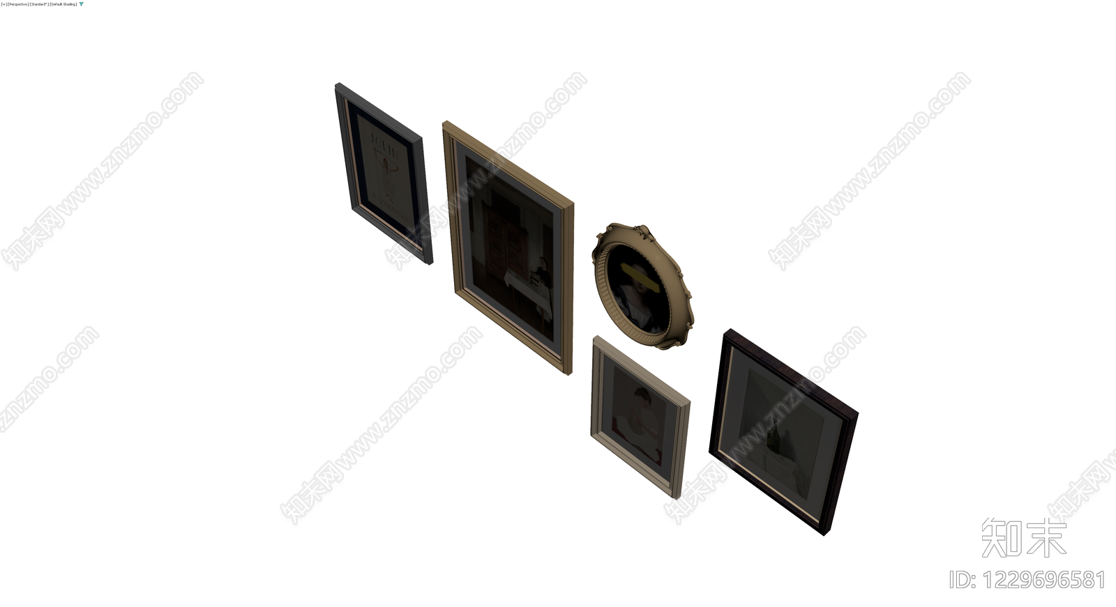 装饰挂画与相框组合3D模型下载【ID:1229696581】