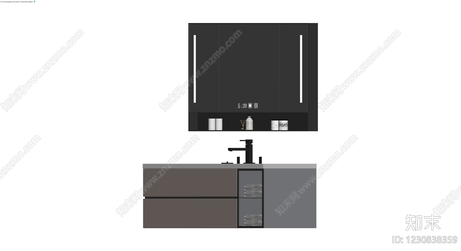 现代浴室柜与镜箱组合3D模型下载【ID:1230838359】