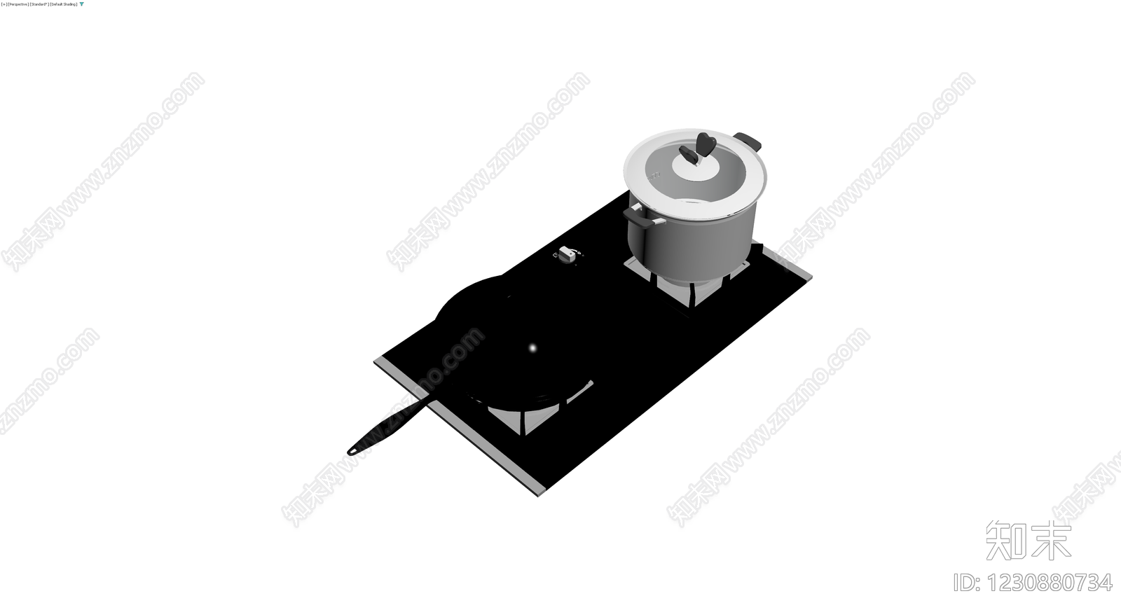 燃气灶具及锅具组合3D模型下载【ID:1230880734】