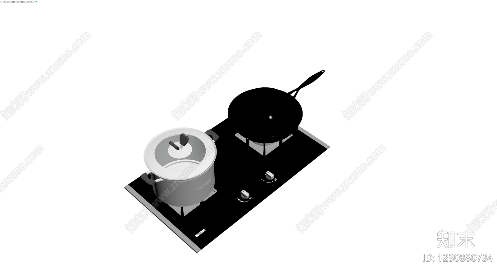 燃气灶具及锅具组合3D模型下载【ID:1230880734】