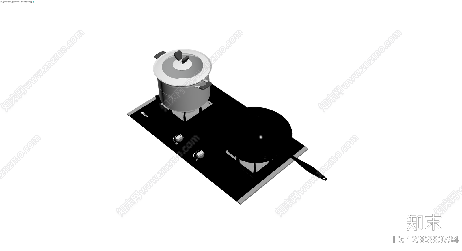 燃气灶具及锅具组合3D模型下载【ID:1230880734】