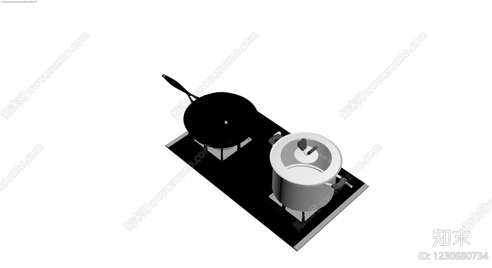 燃气灶具及锅具组合3D模型下载【ID:1230880734】