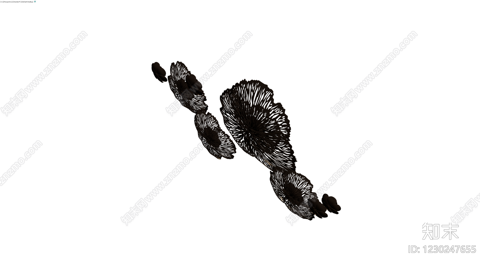 黑色镂空花卉装饰组合3D模型下载【ID:1230247655】