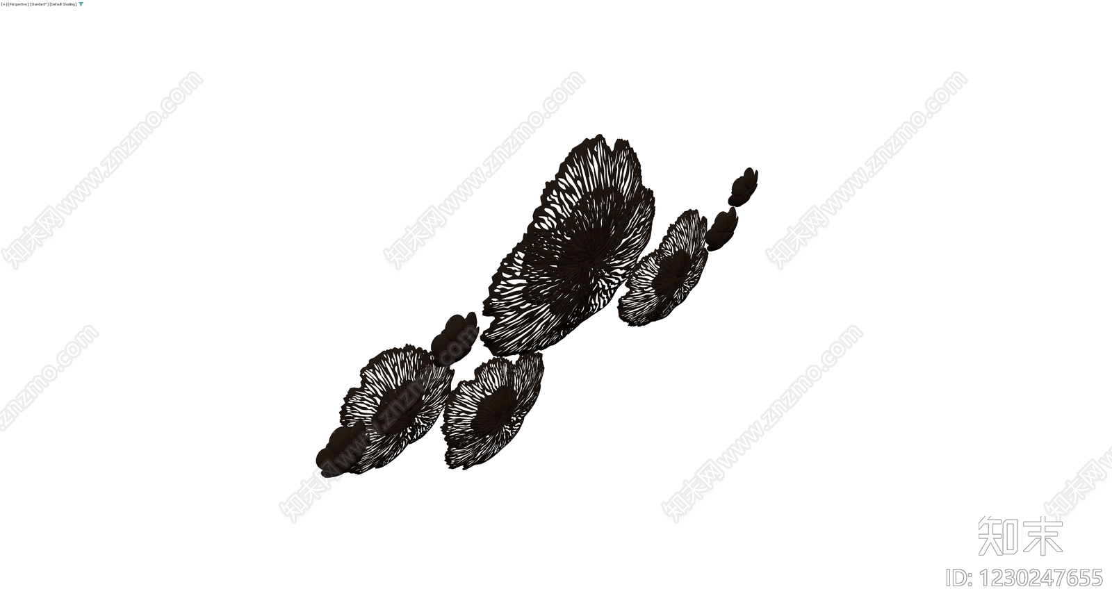 黑色镂空花卉装饰组合3D模型下载【ID:1230247655】