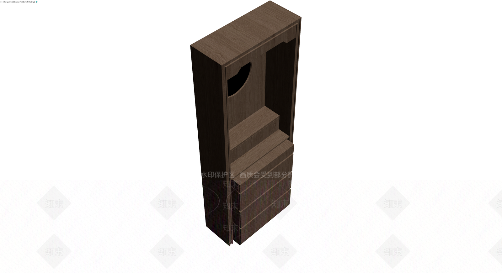 深木色收纳柜组合3D模型下载【ID:1229936771】