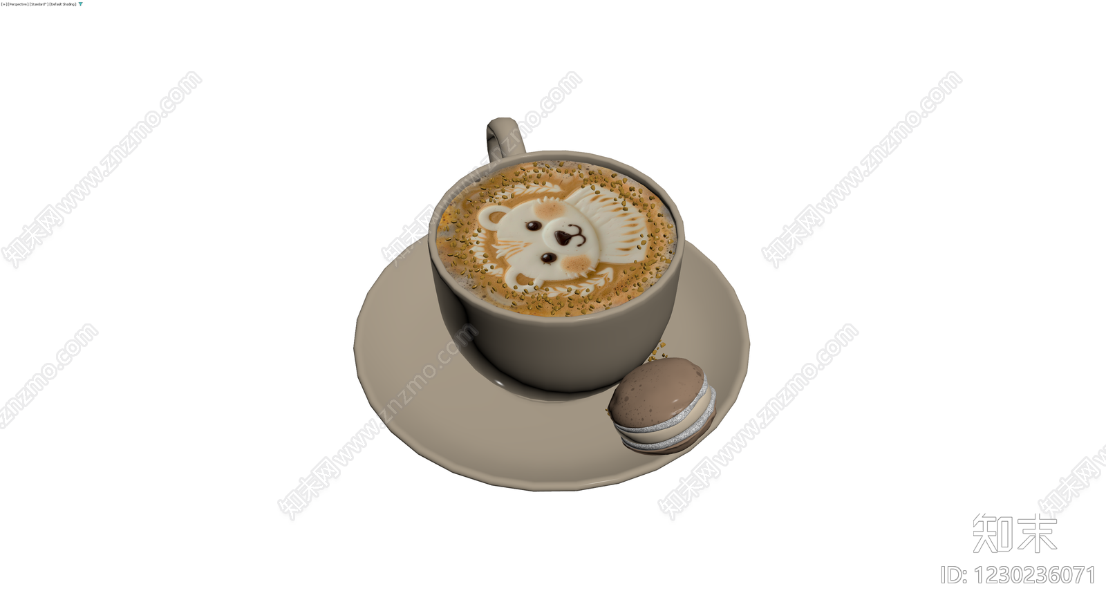 咖啡杯与马卡龙组合3D模型下载【ID:1230236071】