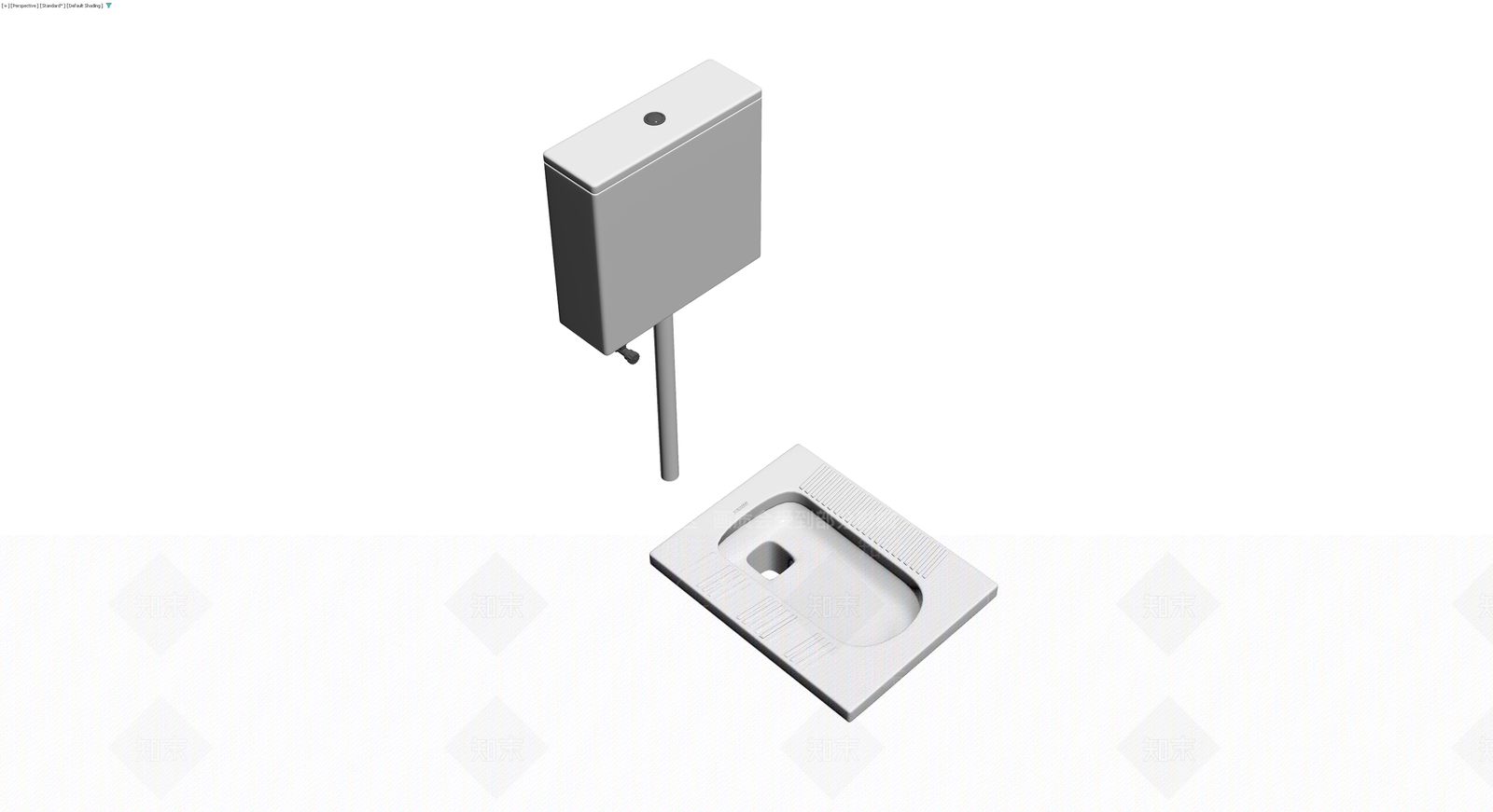蹲便器及水箱组件3D模型下载【ID:1229878959】