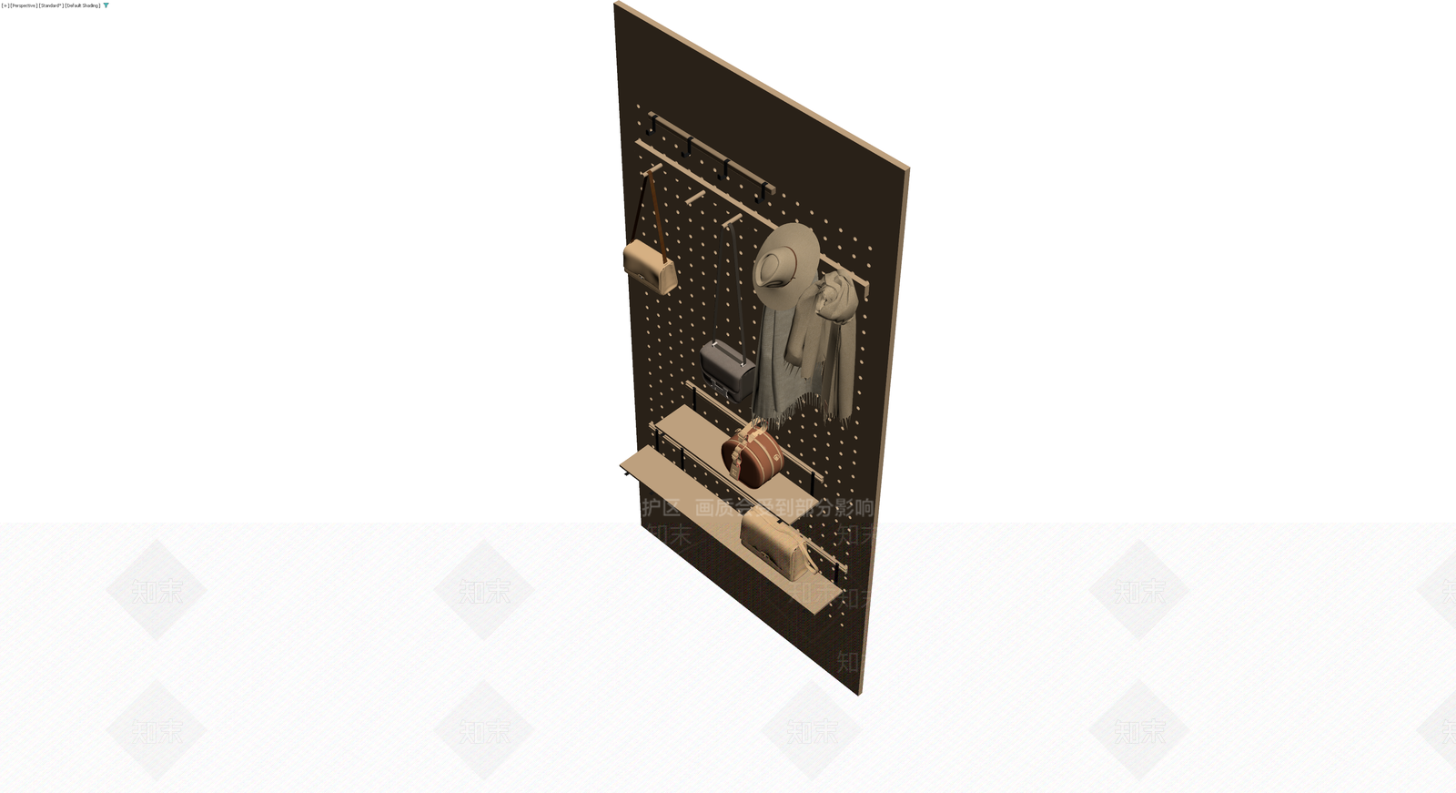洞洞板收纳展示架组合3D模型下载【ID:1230433455】