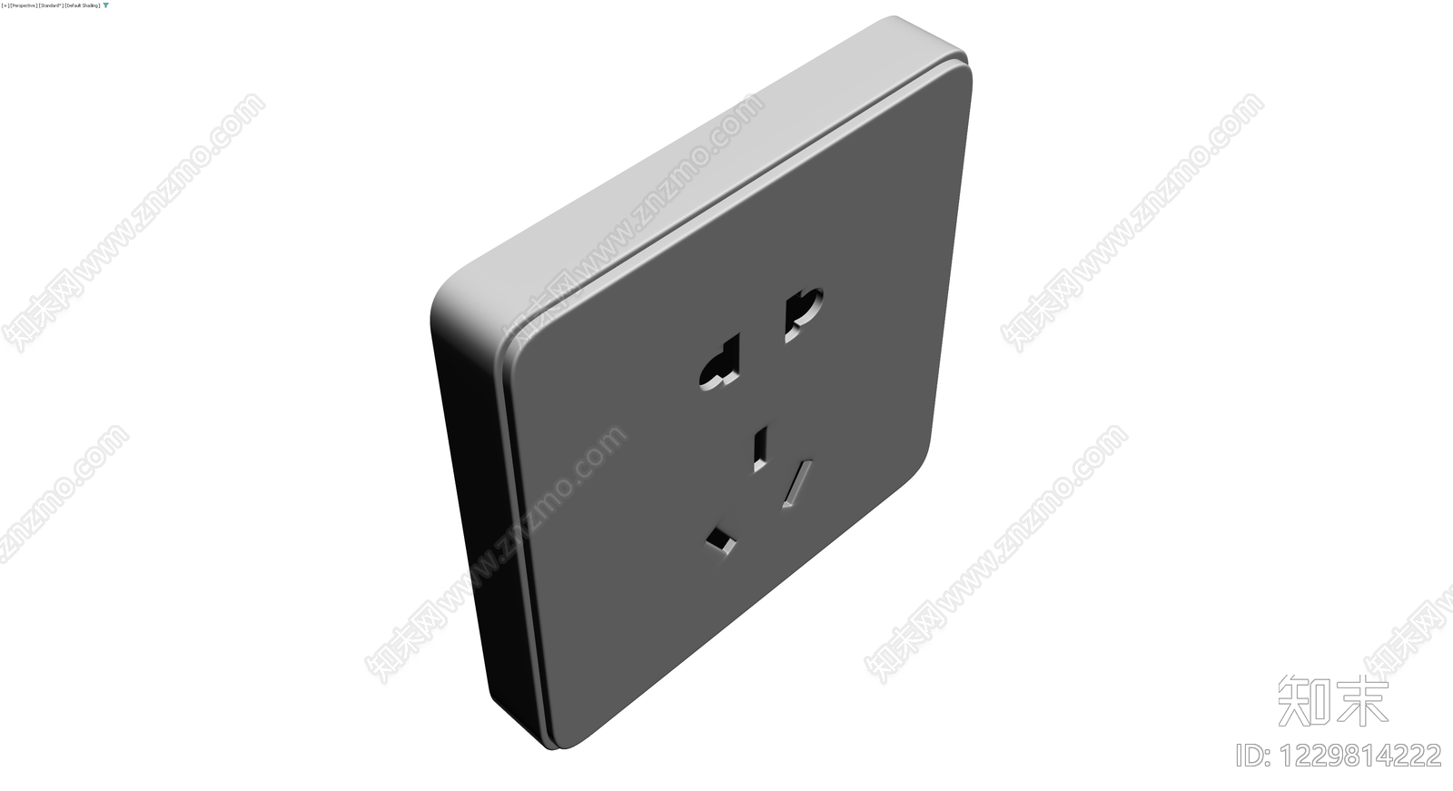 灰色五孔电源插座3D模型下载【ID:1229814222】