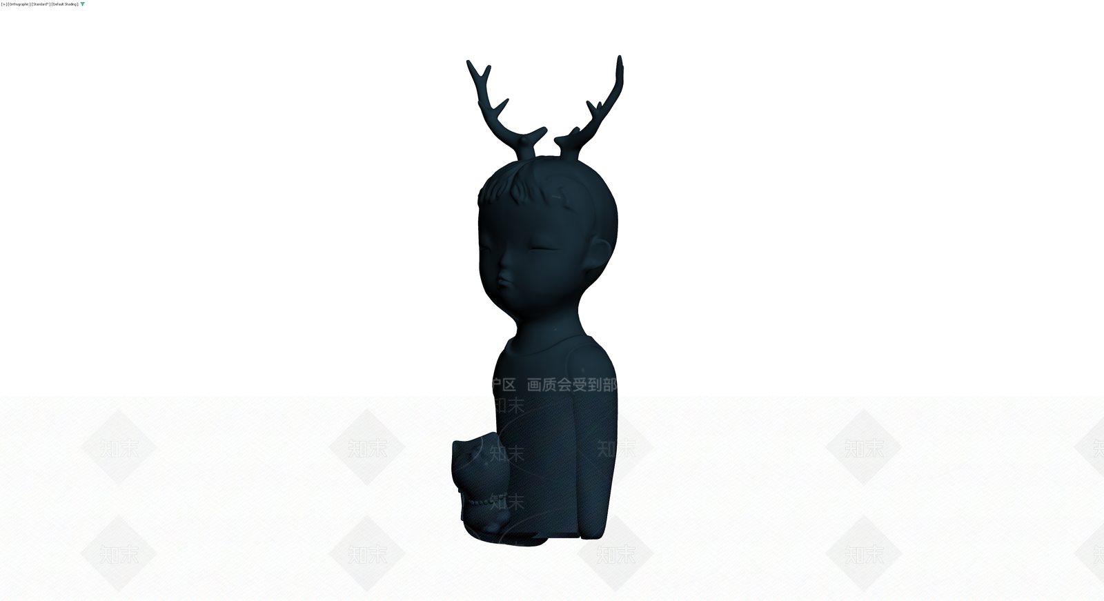 鹿角人物雕塑灰模3D模型下载【ID:1230426933】