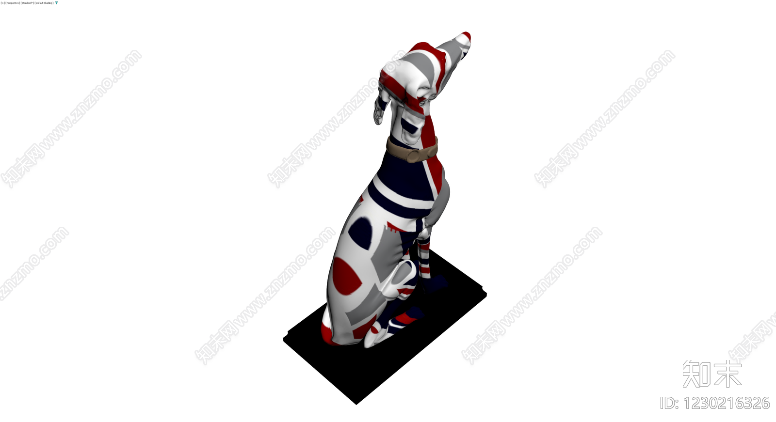英国国旗涂装灵缇犬雕塑3D模型下载【ID:1230216326】
