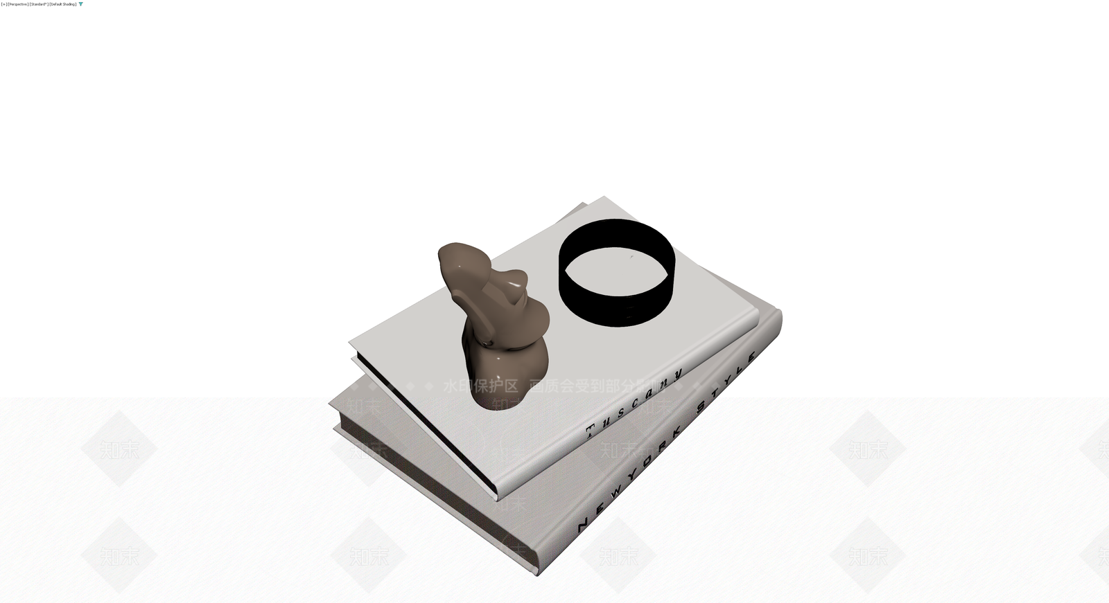 书籍与雕塑摆件组合3D模型下载【ID:1229884946】