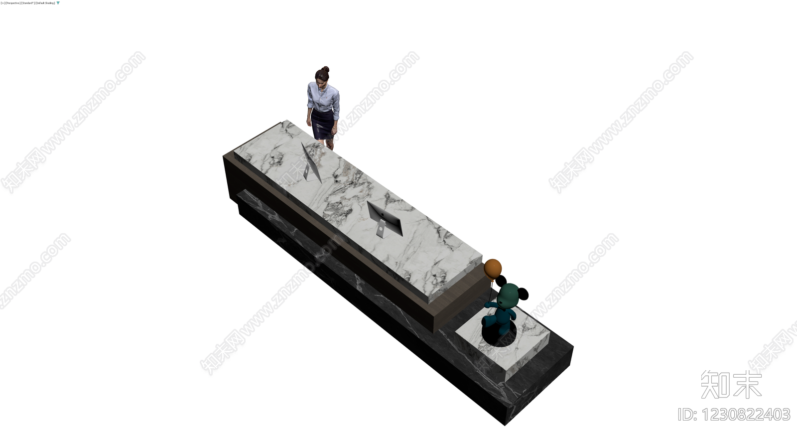 大理石接待台组合3D模型下载【ID:1230822403】