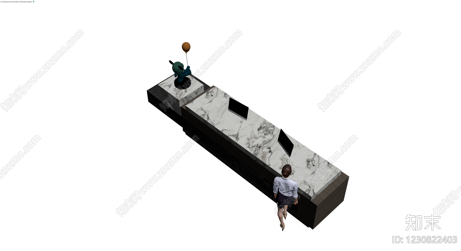 大理石接待台组合3D模型下载【ID:1230822403】