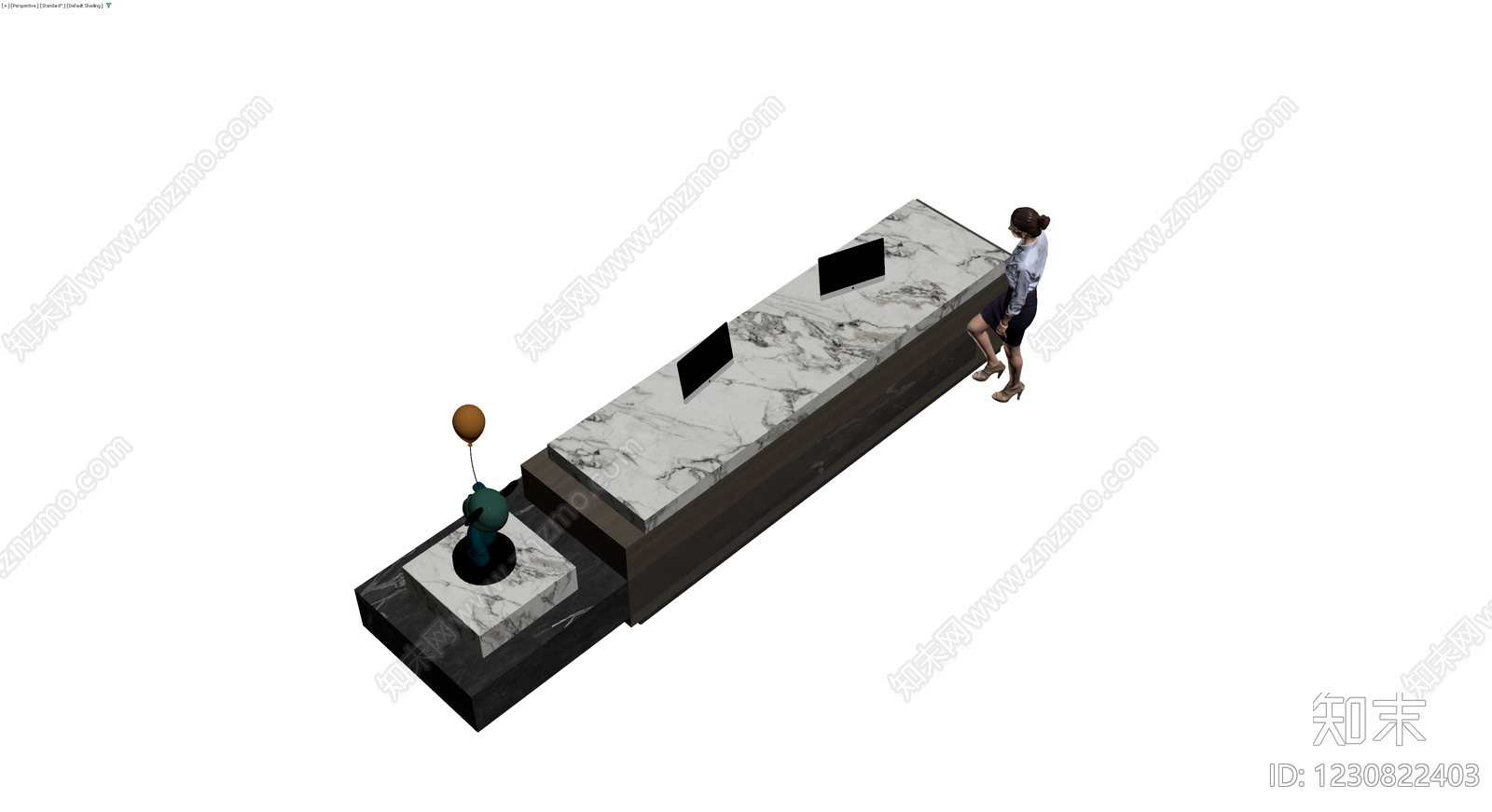 大理石接待台组合3D模型下载【ID:1230822403】