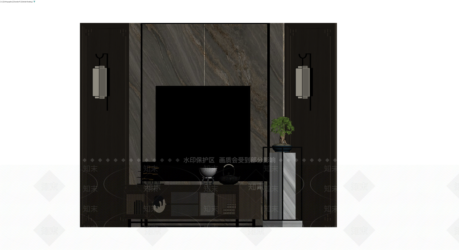 新中式电视墙组合柜3D模型下载【ID:1230326773】