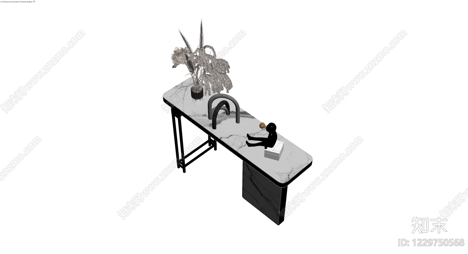 大理石吧台及摆件组合3D模型下载【ID:1229750568】