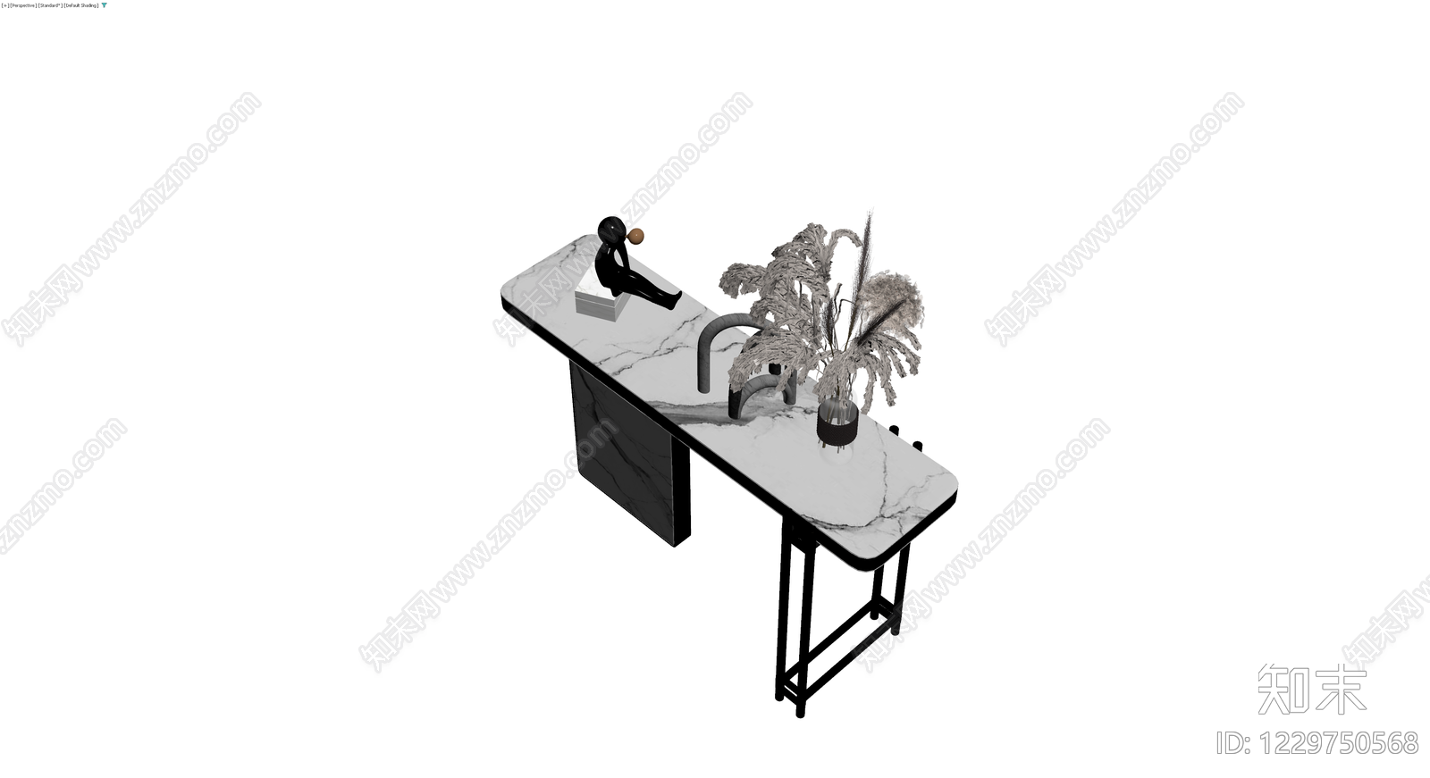 大理石吧台及摆件组合3D模型下载【ID:1229750568】