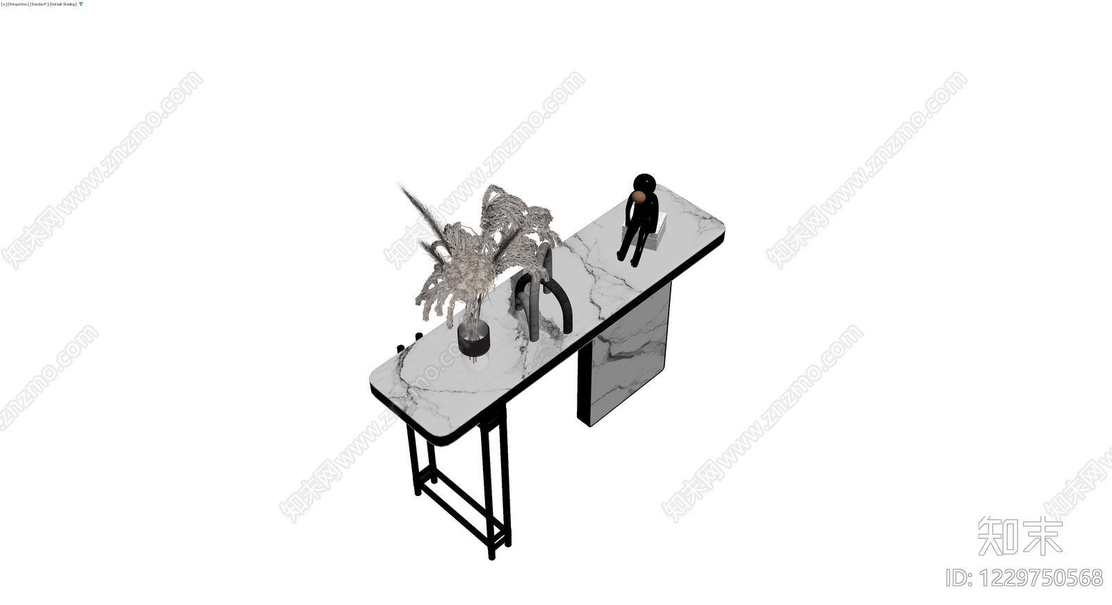 大理石吧台及摆件组合3D模型下载【ID:1229750568】