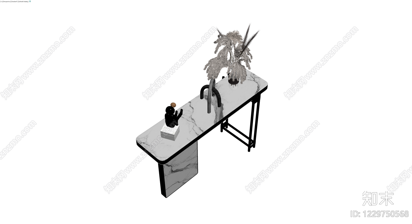 大理石吧台及摆件组合3D模型下载【ID:1229750568】