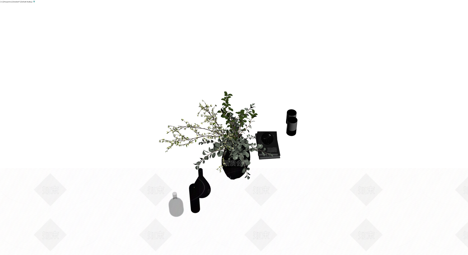 黑色花瓶植物组合3D模型下载【ID:1230716665】