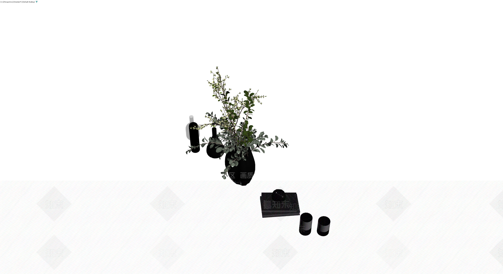 黑色花瓶植物组合3D模型下载【ID:1230716665】