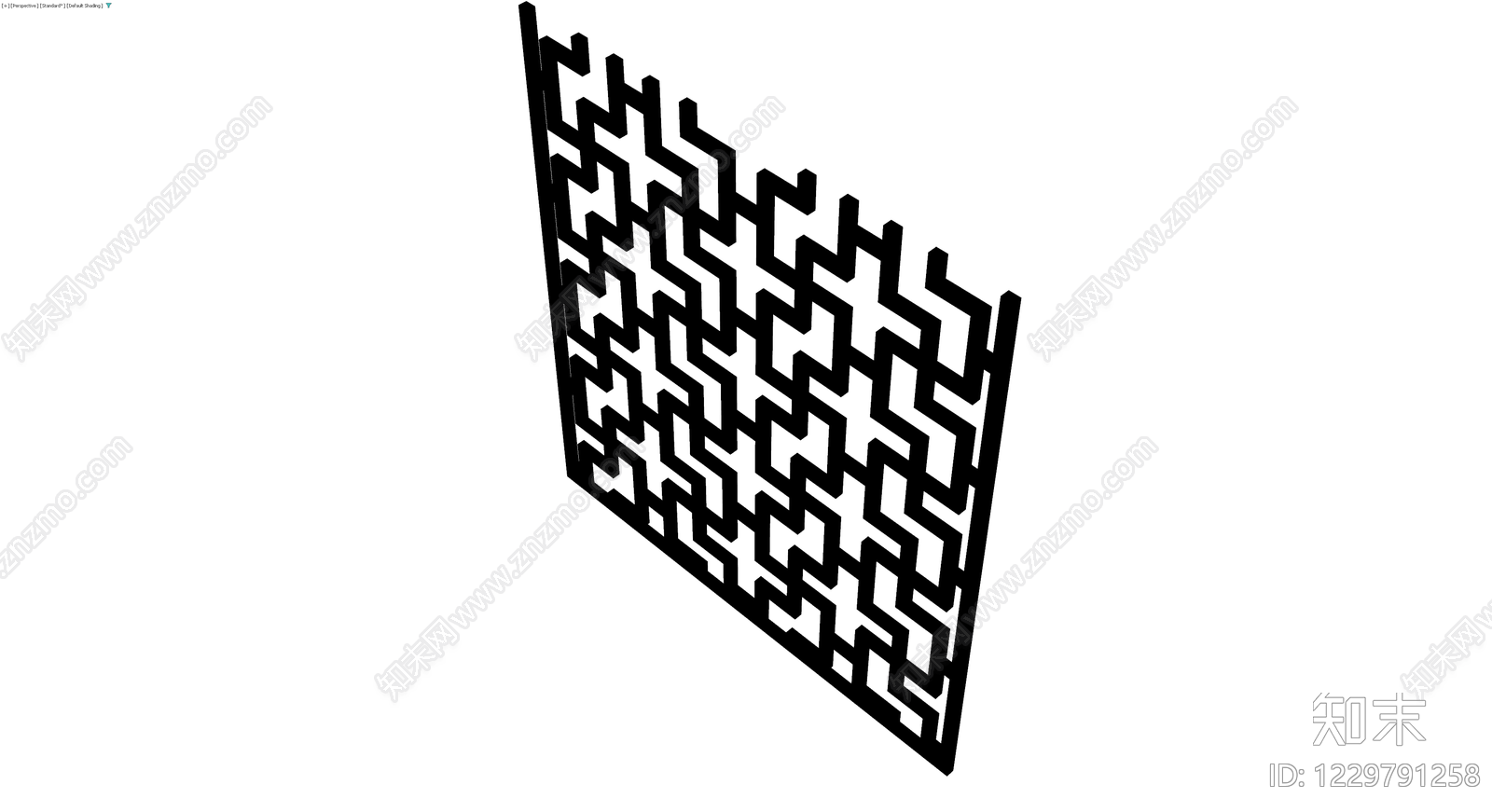 黑白几何镂空装饰板3D模型下载【ID:1229791258】