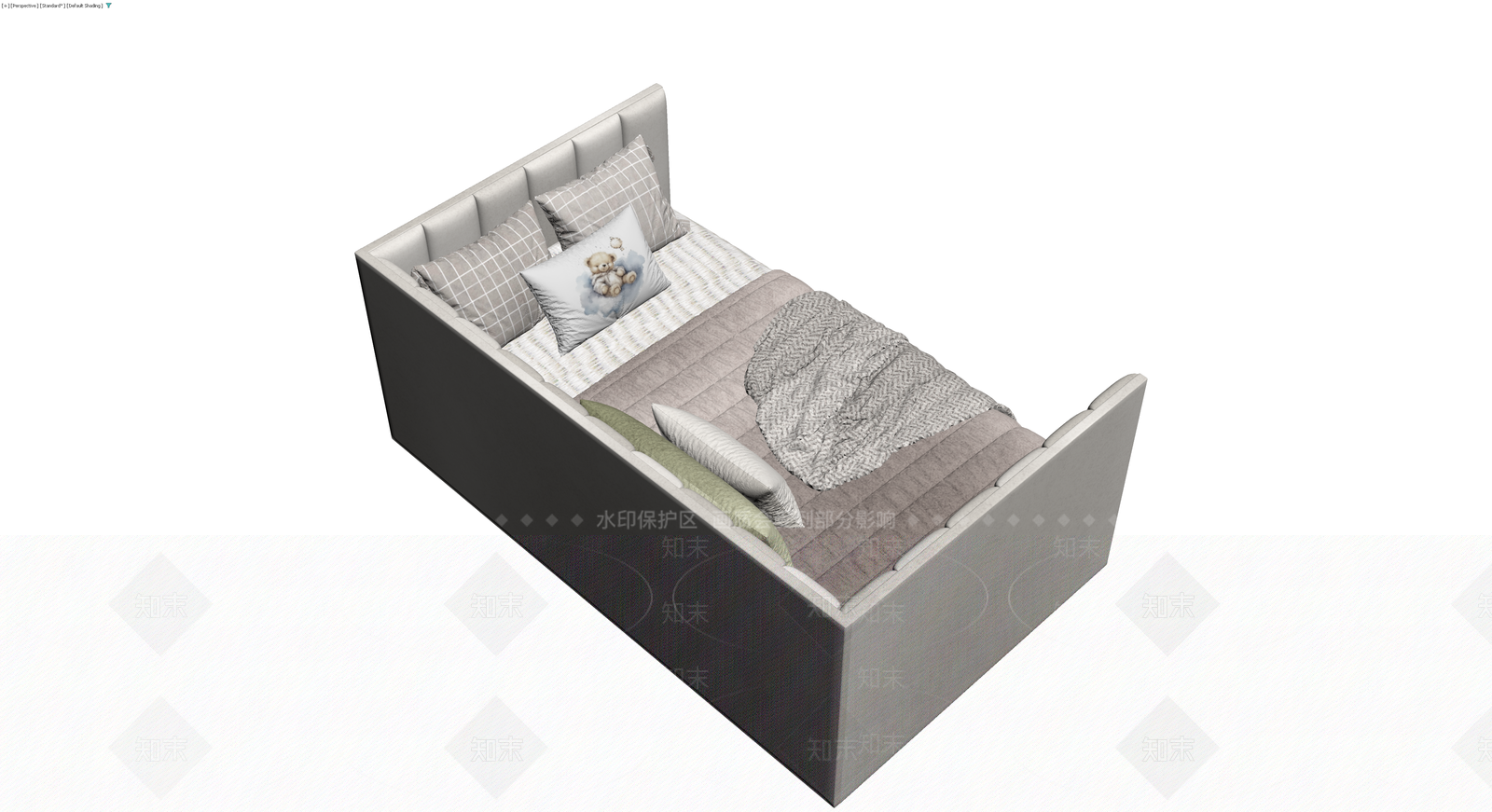 现代软包双人床组合3D模型下载【ID:1230161748】