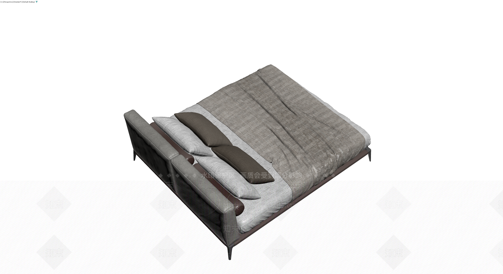 现代灰色双人床具3D模型下载【ID:1230436474】