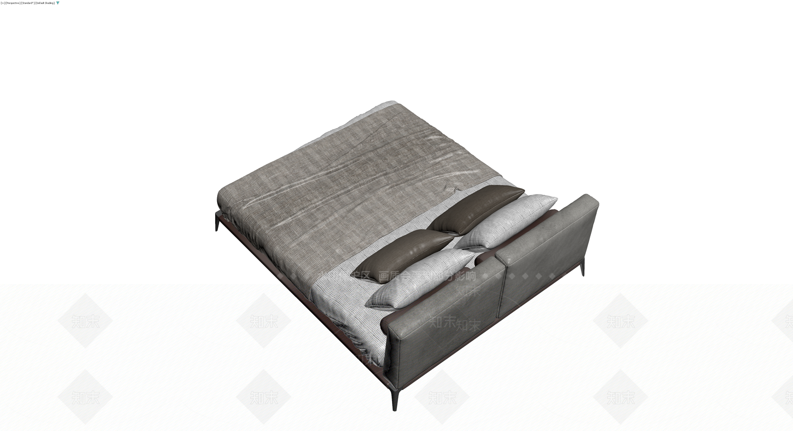 现代灰色双人床具3D模型下载【ID:1230436474】