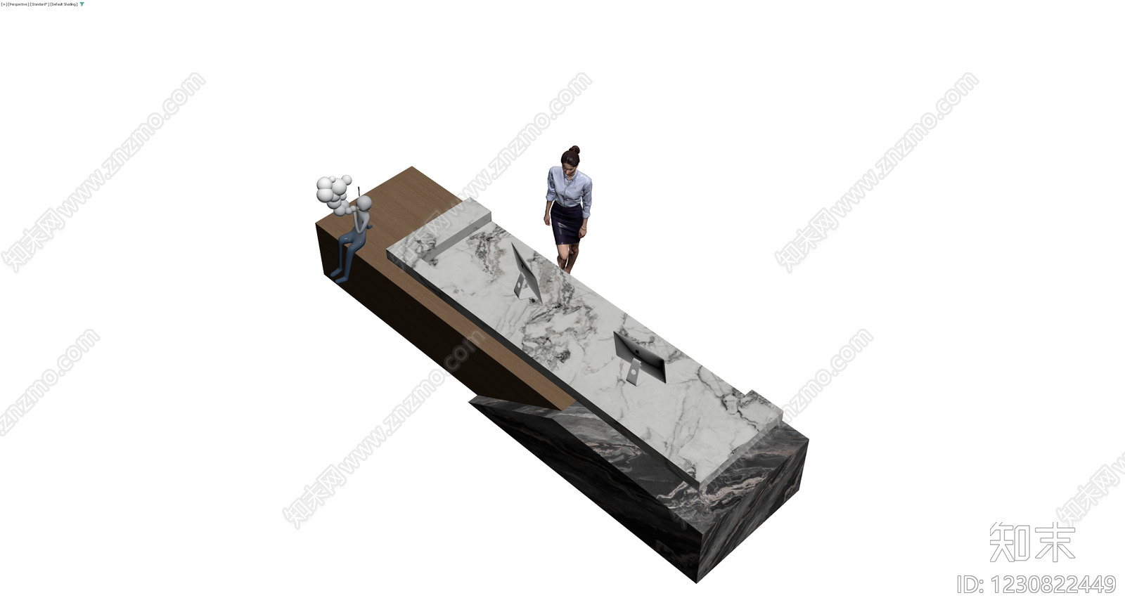 大理石前台接待桌3D模型下载【ID:1230822449】