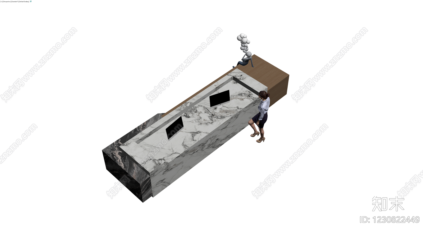 大理石前台接待桌3D模型下载【ID:1230822449】