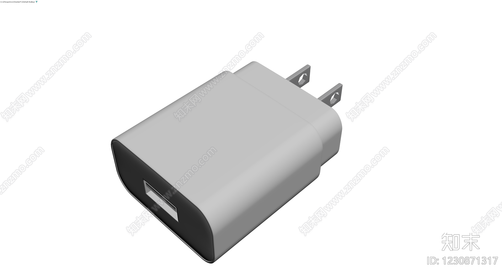 白色电源适配器3D模型下载【ID:1230871317】