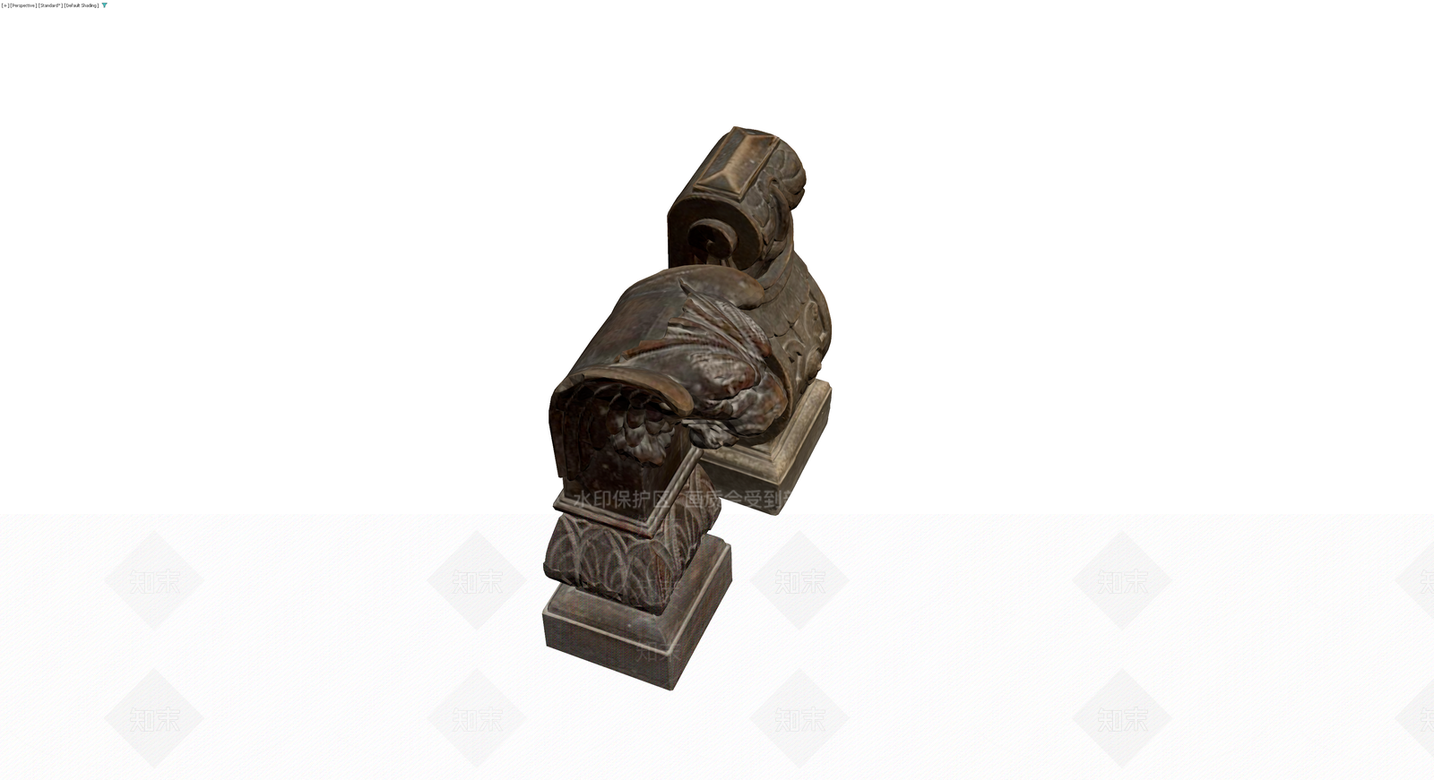 中式石狮子雕塑3D模型下载【ID:1230393491】